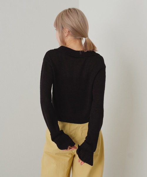 Kastane(カスタネ)の「【カタログ掲載アイテム】透かし編み衿付きカーディガン(カーディガン/ボレロ・レディース・アイボリー/ブラック・FREE)」の20枚目の写真