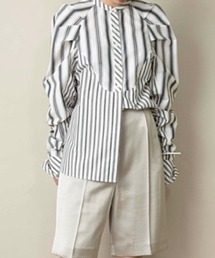 先染めストライプビブヨークBL