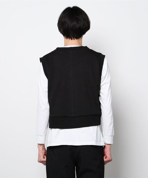 BASIC COTTON（ベーシックコットン）の「【BASIC COTTON/ベーシックコットン】22SS MIX VEST/ミックスベスト　Vネックベスト ステッチベスト（ベスト・メンズ・ブラック×ブラック・ONE SIZE）」の5枚目の写真