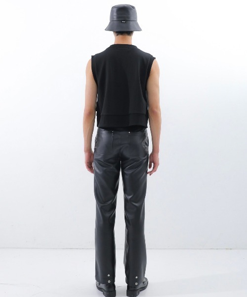 BASIC COTTON（ベーシックコットン）の「【BASIC COTTON/ベーシックコットン】22SS MIX VEST/ミックスベスト　Vネックベスト ステッチベスト（ベスト・メンズ・ブラック×ブラック・ONE SIZE）」の2枚目の写真