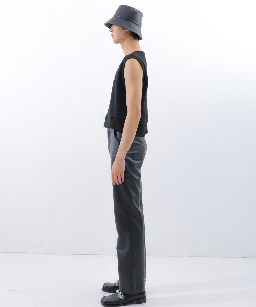 BASIC COTTON（ベーシックコットン）の「【BASIC COTTON/ベーシックコットン】22SS MIX VEST/ミックスベスト　Vネックベスト ステッチベスト（ベスト・メンズ・ブラック×ブラック・ONE SIZE）」の9枚目の写真