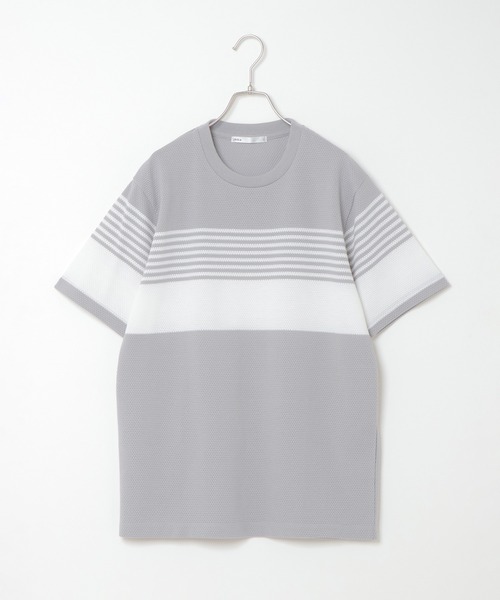 ikka(イッカ)の「パイナップルパネルボーダーT(Tシャツ/カットソー・メンズ・ブラック/ネイビー/グレー・S/M/L/XL)」の2枚目の写真