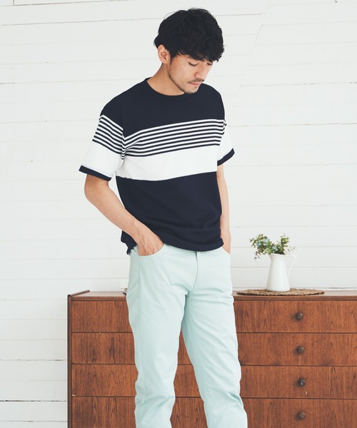 ikka(イッカ)の「パイナップルパネルボーダーT(Tシャツ/カットソー・メンズ・ブラック/ネイビー/グレー・S/M/L/XL)」の11枚目の写真