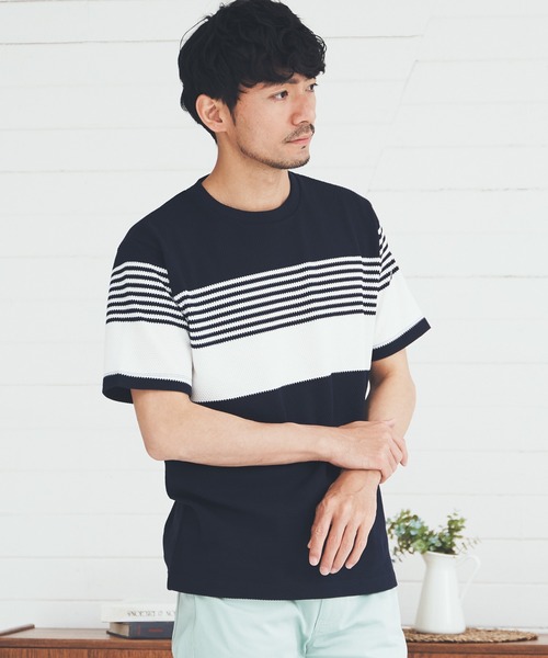 ikka(イッカ)の「パイナップルパネルボーダーT(Tシャツ/カットソー・メンズ・ブラック/ネイビー/グレー・S/M/L/XL)」の10枚目の写真