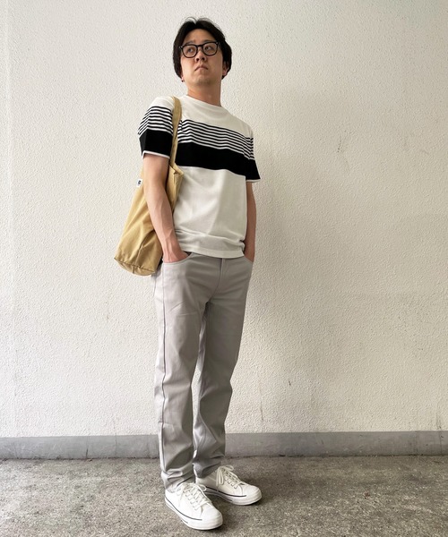 ikka(イッカ)の「パイナップルパネルボーダーT(Tシャツ/カットソー・メンズ・ブラック/ネイビー/グレー・S/M/L/XL)」の15枚目の写真