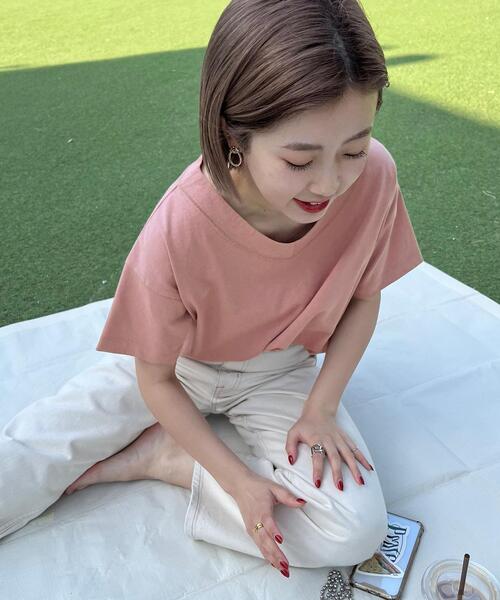 coen（コーエン）の「［UVカット機能付き］USAコットンVネックTシャツ#（Tシャツ/カットソー・レディース・ブラック/ライトピンク/ホワイト/ターコイズブルー/オリーブ/ダークグレー・L/M）」の22枚目の写真