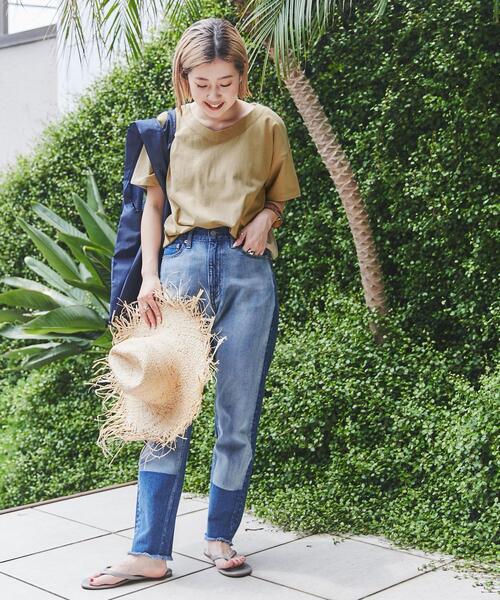 coen（コーエン）の「［UVカット機能付き］USAコットンVネックTシャツ#（Tシャツ/カットソー・レディース・ブラック/ライトピンク/ホワイト/ターコイズブルー/オリーブ/ダークグレー・L/M）」の13枚目の写真