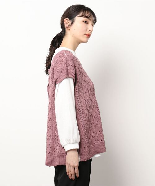 ニットベスト×ロンTセット