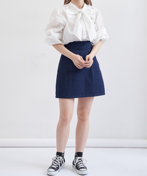 VANNIE U（ヴァニーユー）の「ハイウエストデニムミニスカート/インパン付き（デニムスカート・レディース・ブルー/ナチュラル・FREE）」の22枚目の写真