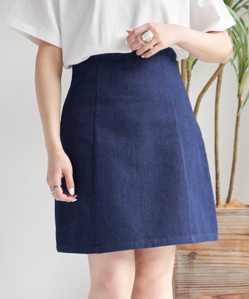 VANNIE U（ヴァニーユー）の「ハイウエストデニムミニスカート/インパン付き（デニムスカート・レディース・ブルー/ナチュラル・FREE）」の6枚目の写真