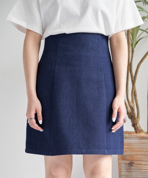 VANNIE U（ヴァニーユー）の「ハイウエストデニムミニスカート/インパン付き（デニムスカート・レディース・ブルー/ナチュラル・FREE）」の3枚目の写真