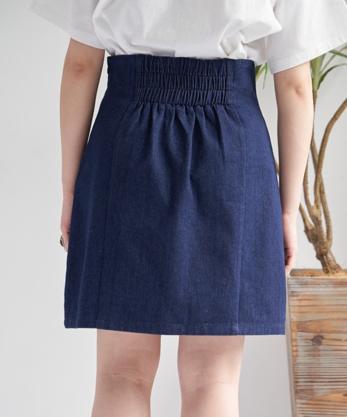 VANNIE U（ヴァニーユー）の「ハイウエストデニムミニスカート/インパン付き（デニムスカート・レディース・ブルー/ナチュラル・FREE）」の5枚目の写真