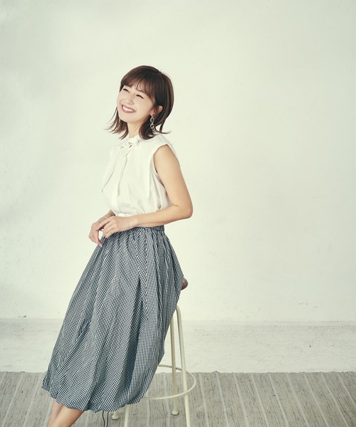 LAYMEE(レイミー)の「Mily balloon skirt / ミリーバルーンスカート 【水野佐彩×LAYMEE第2弾コラボレーションアイテム】(スカート・レディース・ピンク/ネイビー/チェック・FREE)」の15枚目の写真