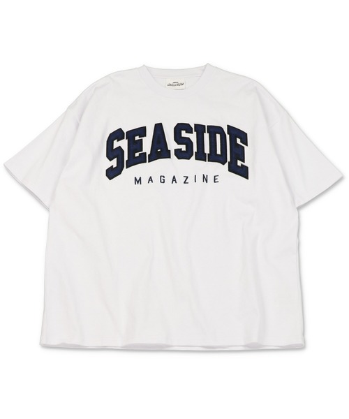 SPINNS(スピンズ)の「【ビッグシルエット】SEASIDEカレッジロゴTシャツ(Tシャツ/カットソー・メンズ・ホワイト/ピンク/グリーン/ダークブルー/スミクロ/オレンジ・ONESIZE)」の10枚目の写真