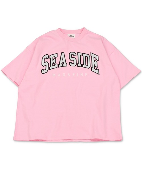 SPINNS(スピンズ)の「【ビッグシルエット】SEASIDEカレッジロゴTシャツ(Tシャツ/カットソー・メンズ・ホワイト/ピンク/グリーン/ダークブルー/スミクロ/オレンジ・ONESIZE)」の14枚目の写真