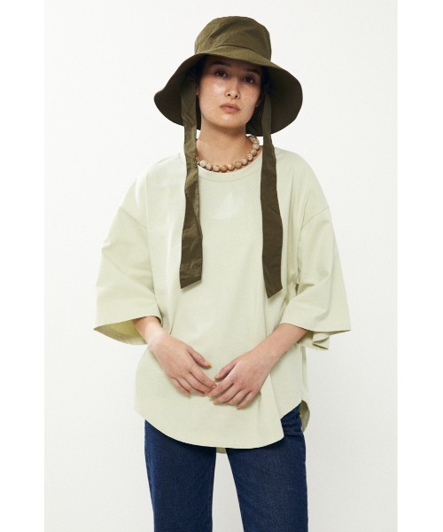 BLACK BY MOUSSY(ブラックバイマウジー)の「wide sleeve t-shirt(ワイドスリーブTシャツ)(Tシャツ/カットソー・レディース・ホワイト/ベージュ/ライトグリーン/レッド/ブラック・FREE)」の8枚目の写真