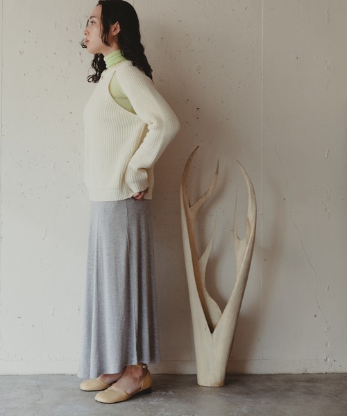 Kari & lili(カウリアンドリィリィ)の「easy skirt(スカート・レディース・ピンク/ライトグレー・FREE)」の7枚目の写真