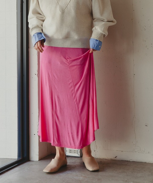 Kari & lili(カウリアンドリィリィ)の「easy skirt(スカート・レディース・ピンク/ライトグレー・FREE)」の12枚目の写真
