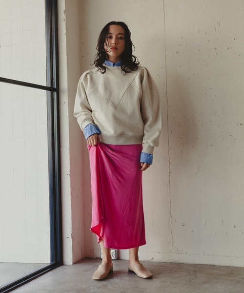 Kari & lili(カウリアンドリィリィ)の「easy skirt(スカート・レディース・ピンク/ライトグレー・FREE)」の15枚目の写真