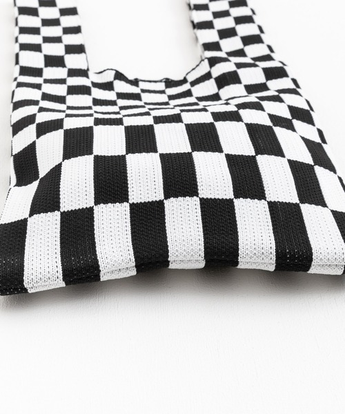 Ressaca（レサーカ）の「フラッグチェック ニット トートバッグ マルシェバッグ（トートバッグ・レディース・ブラック/イエロー/グリーン/ベージュ/ピンク/ブルー・FREE）」の12枚目の写真