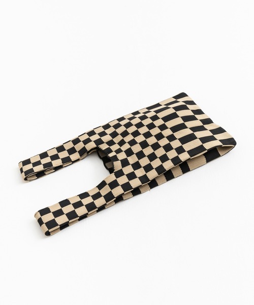 Ressaca（レサーカ）の「フラッグチェック ニット トートバッグ マルシェバッグ（トートバッグ・レディース・ブラック/イエロー/グリーン/ベージュ/ピンク/ブルー・FREE）」の13枚目の写真