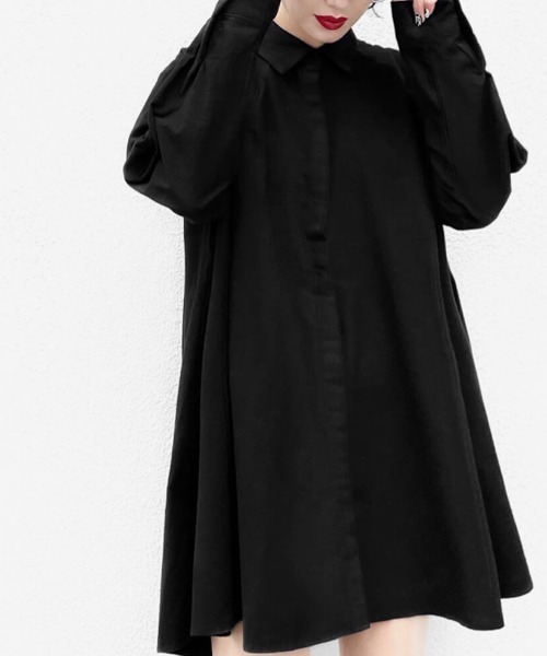 LVEU.（ラブユ.）の「Asymmetry shirt one-piece / アシンメトリーシャツワンピース(Ai select)（シャツワンピース・レディース・ホワイト/ブラック・FREE）」の5枚目の写真