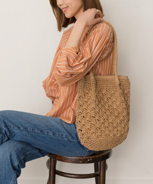 RODE SKO（ロデスコ）の「ペーパーショルダートートバッグ（トートバッグ・レディース・グレー/カーキ/ナチュラル・ONE）」の7枚目の写真