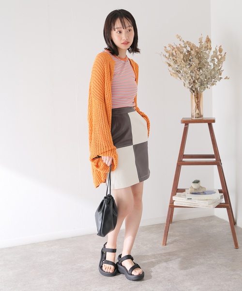 JOINT WORKS（ジョイントワークス）の「J-テクスチャーミックスミニスカート（スカート・レディース・ネイビー/ブラウン・SMALL/MEDIUM）」の3枚目の写真