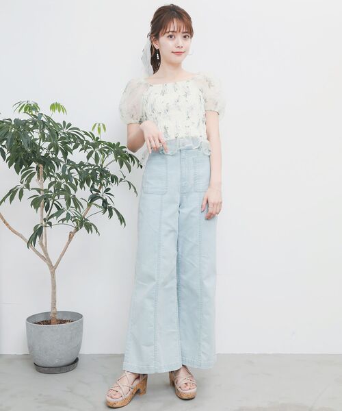 MAJESTIC LEGON(マジェスティックレゴン)の「エアリーシャーリングブラウス(シャツ/ブラウス・レディース・ブルー系その他2/ブラック/ホワイト系その他2・MEDIUM)」の9枚目の写真