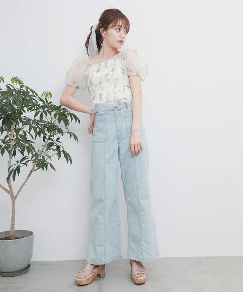 MAJESTIC LEGON(マジェスティックレゴン)の「エアリーシャーリングブラウス(シャツ/ブラウス・レディース・ブルー系その他2/ブラック/ホワイト系その他2・MEDIUM)」の10枚目の写真