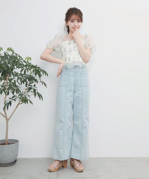 MAJESTIC LEGON(マジェスティックレゴン)の「エアリーシャーリングブラウス(シャツ/ブラウス・レディース・ブルー系その他2/ブラック/ホワイト系その他2・MEDIUM)」の11枚目の写真