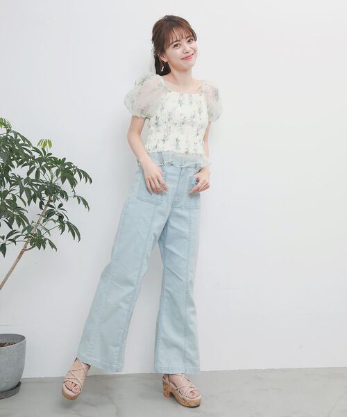 MAJESTIC LEGON(マジェスティックレゴン)の「エアリーシャーリングブラウス(シャツ/ブラウス・レディース・ブルー系その他2/ブラック/ホワイト系その他2・MEDIUM)」の12枚目の写真