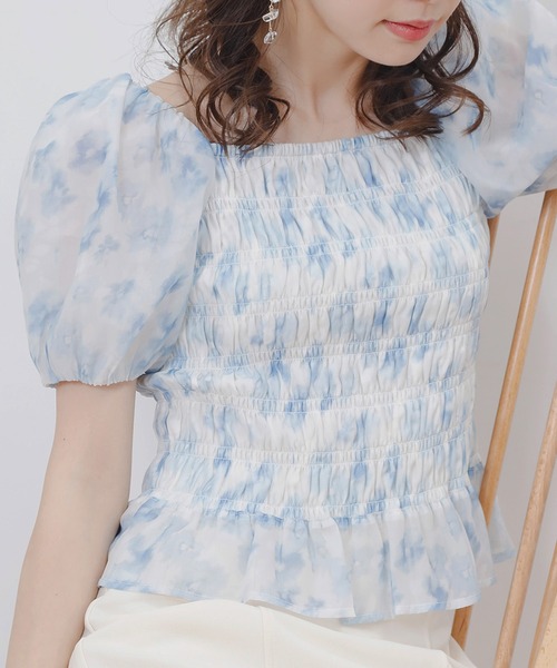 MAJESTIC LEGON(マジェスティックレゴン)の「エアリーシャーリングブラウス(シャツ/ブラウス・レディース・ブルー系その他2/ブラック/ホワイト系その他2・MEDIUM)」の1枚目の写真