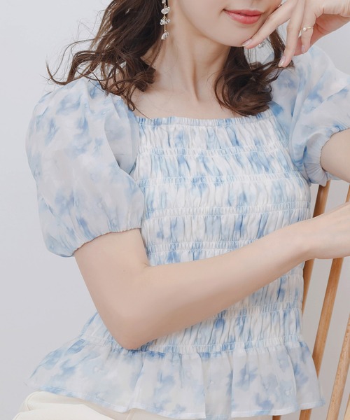 MAJESTIC LEGON(マジェスティックレゴン)の「エアリーシャーリングブラウス(シャツ/ブラウス・レディース・ブルー系その他2/ブラック/ホワイト系その他2・MEDIUM)」の7枚目の写真