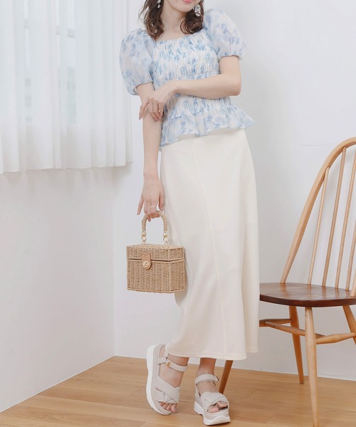 MAJESTIC LEGON(マジェスティックレゴン)の「エアリーシャーリングブラウス(シャツ/ブラウス・レディース・ブルー系その他2/ブラック/ホワイト系その他2・MEDIUM)」の8枚目の写真