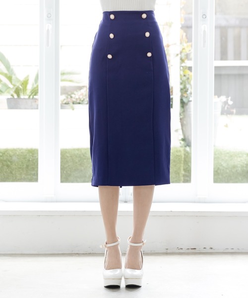 Julia Boutique(ジュリアブティック)の「ロング丈・パールボタン付きタイトスカート/22077(スカート・レディース・ネイビー/ベージュ/ホワイト/ブラック/ピンク・LONG)」の21枚目の写真