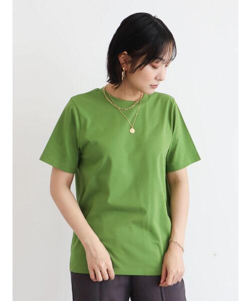 Criminal Damage★半袖 クルーネック ロゴ トップス Tシャツ★緑 セール】汗染み防止 クルーネックTシャツ（Tシャツ/カットソー