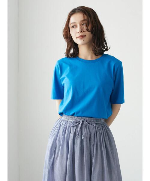 Green Parks(グリーンパークス)の「汗染み防止 クルーネックTシャツ(Tシャツ/カットソー・レディース・イエロー/ブルー/ベージュ/グリーン/ダークグレー/オフホワイト・S/M)」の12枚目の写真