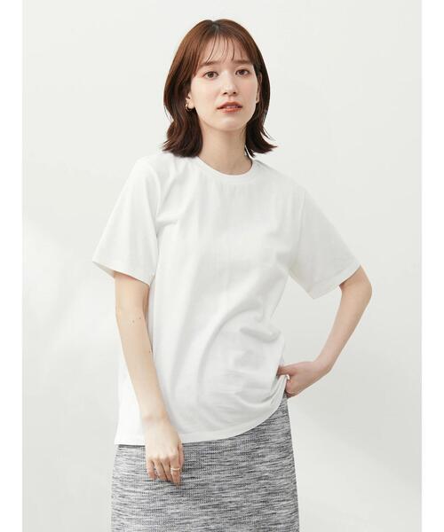 Green Parks(グリーンパークス)の「汗染み防止 クルーネックTシャツ(Tシャツ/カットソー・レディース・イエロー/ブルー/ベージュ/グリーン/ダークグレー/オフホワイト・S/M)」の15枚目の写真