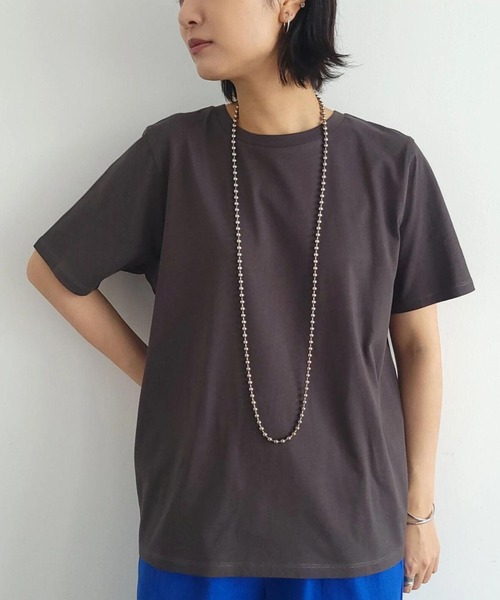 Green Parks(グリーンパークス)の「汗染み防止 クルーネックTシャツ(Tシャツ/カットソー・レディース・イエロー/ブルー/ベージュ/グリーン/ダークグレー/オフホワイト・S/M)」の3枚目の写真