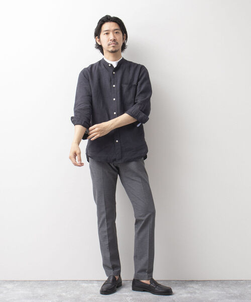 NOLLEY'S goodman(ノーリーズグッドマン)の「リネン バンドカラー 7分袖シャツ(シャツ/ブラウス・メンズ・チャコールグレー/ブラウン/ブルー/ベージュ・L/M/XL/S)」の19枚目の写真
