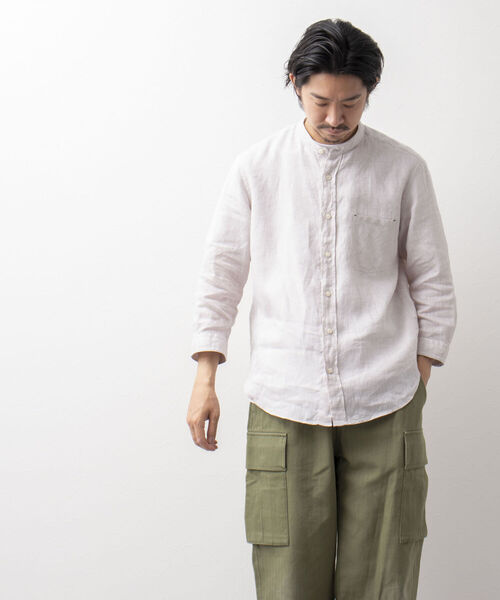 NOLLEY'S goodman(ノーリーズグッドマン)の「リネン バンドカラー 7分袖シャツ(シャツ/ブラウス・メンズ・チャコールグレー/ブラウン/ブルー/ベージュ・L/M/XL/S)」の21枚目の写真