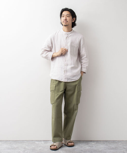 NOLLEY'S goodman(ノーリーズグッドマン)の「リネン バンドカラー 7分袖シャツ(シャツ/ブラウス・メンズ・チャコールグレー/ブラウン/ブルー/ベージュ・L/M/XL/S)」の22枚目の写真