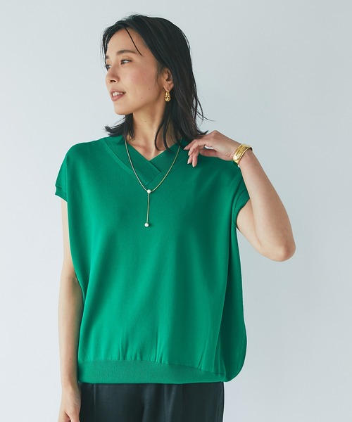 RIVE DROITE(リヴドロワ)の「クールタッチUVVネックワイドニット(ニット/セーター・レディース・ブラック/オフホワイト/グリーン/キャメル・FREE)」の9枚目の写真