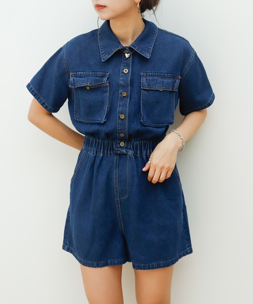 Birthday room（バースデイルーム）の「デニムジャンプスーツ（つなぎ/オールインワン・レディース・ブルー・FREE）」の2枚目の写真