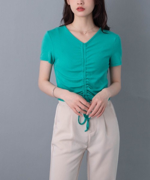 solleim(ソルレム)の「ドロストクロップドTシャツ(Tシャツ/カットソー・レディース・ブラック/パープル/グリーン・M)」の11枚目の写真