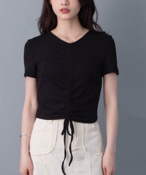 solleim(ソルレム)の「ドロストクロップドTシャツ(Tシャツ/カットソー・レディース・ブラック/パープル/グリーン・M)」の5枚目の写真