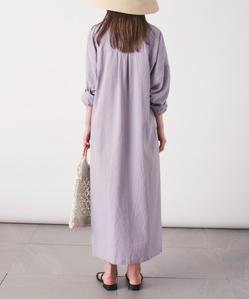 MAISON BREEZE(メゾンブリーズ)の「ナチュラルなシワ感でお手入れ楽々♪【MAISON BREEZE】パッカリングロングシャツワンピース SCCH(ワンピース・レディース・ブラック/ベージュ/グレー・FREE)」の5枚目の写真