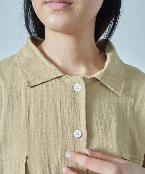 MAISON BREEZE(メゾンブリーズ)の「ナチュラルなシワ感でお手入れ楽々♪【MAISON BREEZE】パッカリングロングシャツワンピース SCCH(ワンピース・レディース・ブラック/ベージュ/グレー・FREE)」の15枚目の写真