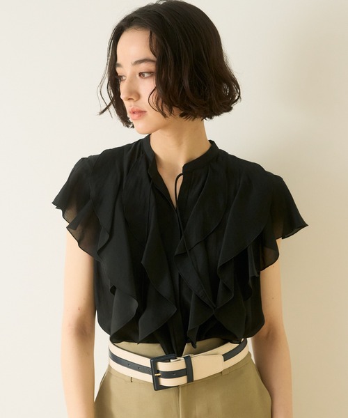 ANAYI(アナイ)の「ライトローンスタンドラッフルブラウス(シャツ/ブラウス・レディース・ホワイト/ブラック/グリーン/サックスブルー・38/36)」の15枚目の写真